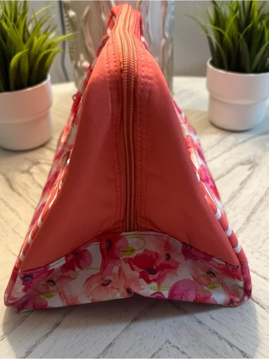 Tupperware Coral and Pink Floral Stripe Lunch Bag - Picture 3 of 5